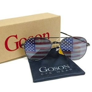 Goson American Flag Mirror Aviator Sunglasses